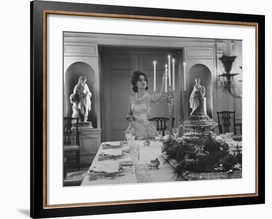 Mercedes de Areilza, Daughter of Spanish Ambassador to Un, Preparing for Dinner Party-Nina Leen-Framed Premium Photographic Print