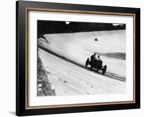 Mercedes on the Banking Near Members' Bridge, Brooklands, Surrey, 1920-null-Framed Photographic Print