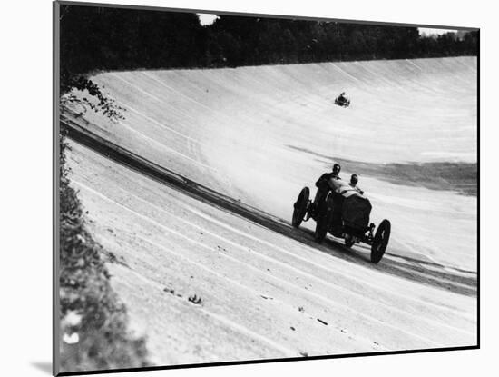 Mercedes on the Banking Near Members' Bridge, Brooklands, Surrey, 1920-null-Mounted Photographic Print