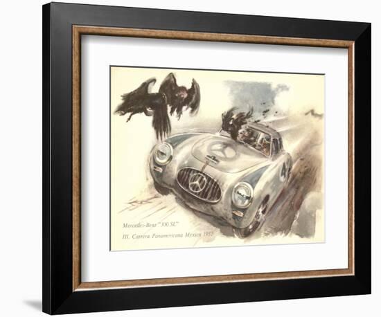 Mercedes Sportscar with Vultures-null-Framed Art Print