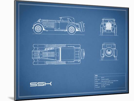 Mercedes SSK-Blue-Mark Rogan-Mounted Art Print
