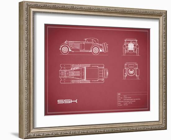 Mercedes SSK-Maroon-Mark Rogan-Framed Art Print