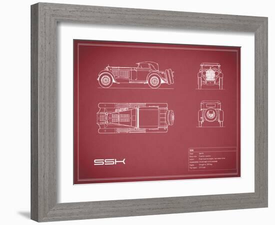 Mercedes SSK-Maroon-Mark Rogan-Framed Art Print