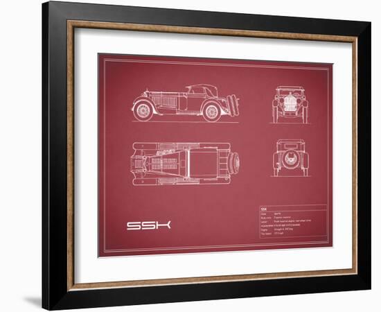 Mercedes SSK-Maroon-Mark Rogan-Framed Art Print