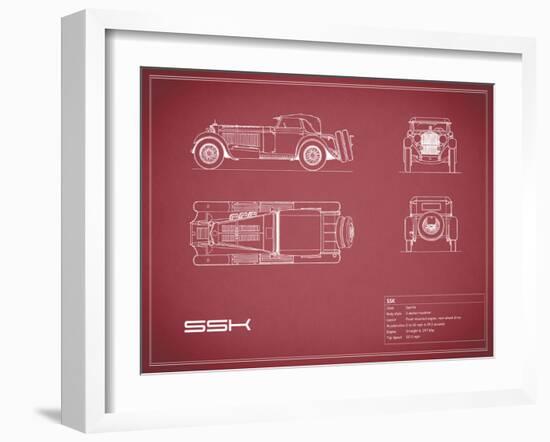 Mercedes SSK-Maroon-Mark Rogan-Framed Art Print