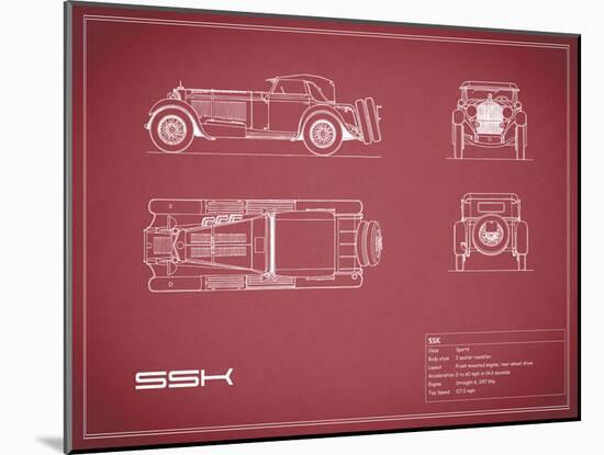 Mercedes SSK-Maroon-Mark Rogan-Mounted Art Print