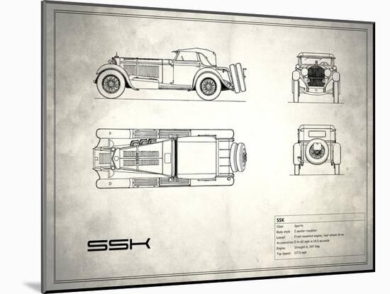 Mercedes SSK White-Mark Rogan-Mounted Art Print