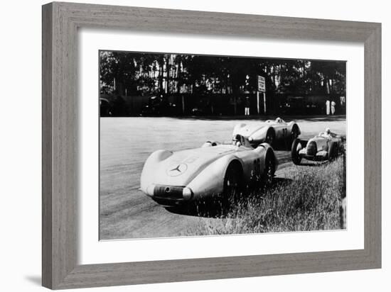 Mercedes Streamliner Cars Competing in the Avusrennen, Berlin, 1937-null-Framed Photographic Print