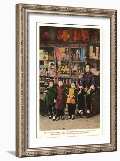 Merchant and Children, Chinatown, San Francisco, California-null-Framed Art Print