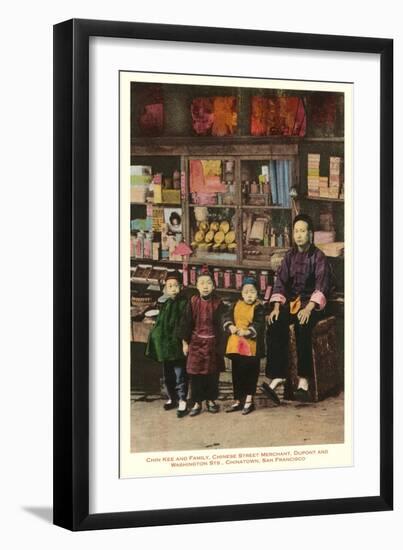 Merchant and Children, Chinatown, San Francisco, California-null-Framed Art Print