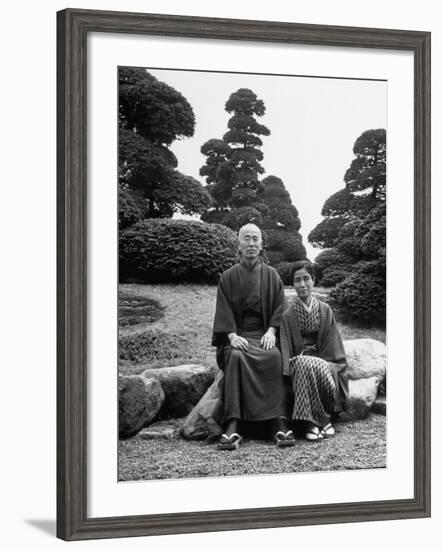Merchant Keibun Tanaka and Wife on Their Suburban Tokyo Estate-Alfred Eisenstaedt-Framed Photographic Print
