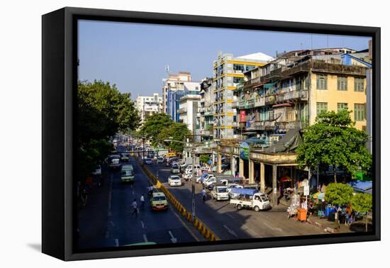 Merchant Road, Old City, Yangon (Rangoon), Myanmar (Burma), Asia-Nathalie Cuvelier-Framed Premier Image Canvas