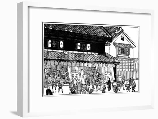 Merchant's Store and Fireproof Warehouse, Edo Period, Japan, 1603-1868-null-Framed Giclee Print