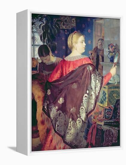 Merchant's Woman with a Mirror-Boris Kustodiyev-Framed Premier Image Canvas