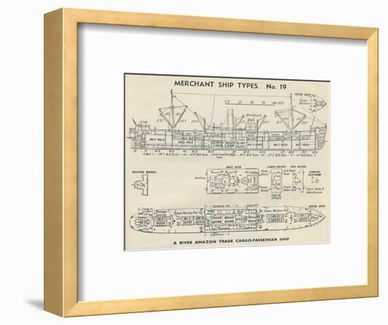 'Merchant Ship Types. No. 19 - A River Amazon Trade Cargo-Passenger Ship', 1937-Unknown-Framed Giclee Print