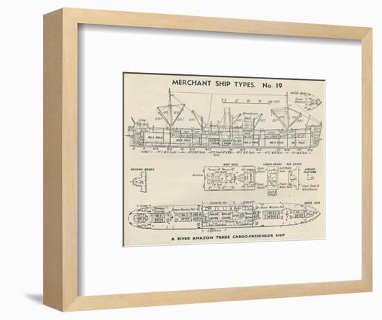 'Merchant Ship Types. No. 19 - A River Amazon Trade Cargo-Passenger Ship', 1937-Unknown-Framed Giclee Print