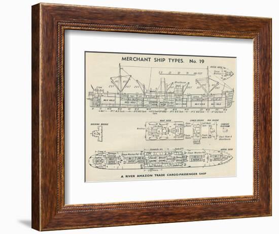 'Merchant Ship Types. No. 19 - A River Amazon Trade Cargo-Passenger Ship', 1937-Unknown-Framed Giclee Print