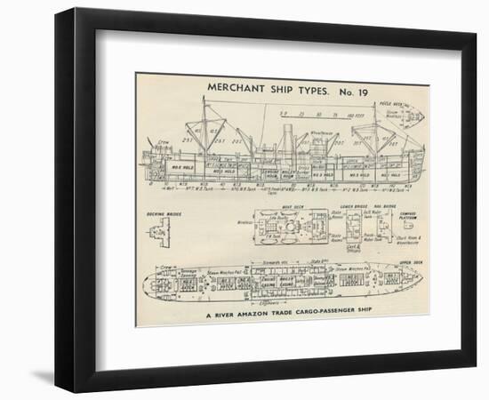 'Merchant Ship Types. No. 19 - A River Amazon Trade Cargo-Passenger Ship', 1937-Unknown-Framed Giclee Print