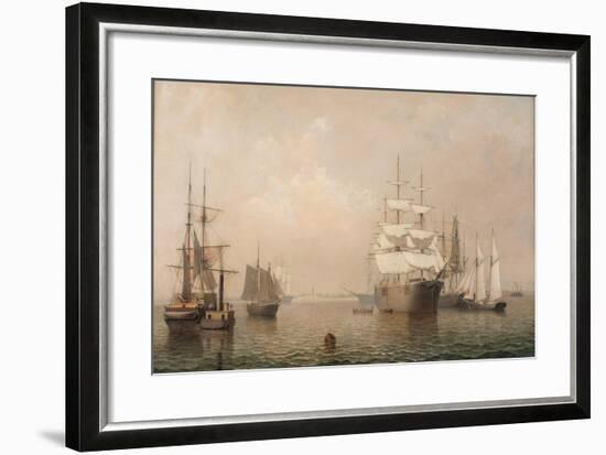 Merchantmen Off Boston Harbor, 1863-Fitz Henry Lane-Framed Giclee Print