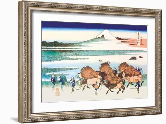 Merchants Travel to Market in View of Mount Fuji-Katsushika Hokusai-Framed Art Print