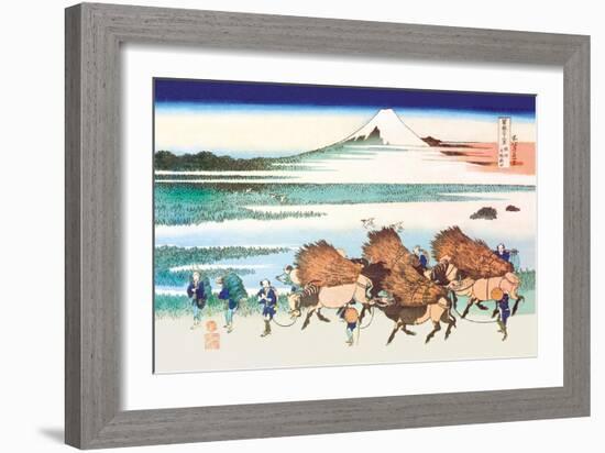 Merchants Travel to Market in View of Mount Fuji-Katsushika Hokusai-Framed Art Print