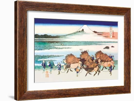 Merchants Travel to Market in View of Mount Fuji-Katsushika Hokusai-Framed Art Print