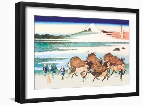 Merchants Travel to Market in View of Mount Fuji-Katsushika Hokusai-Framed Art Print