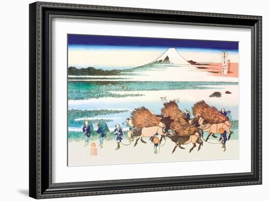 Merchants Travel to Market in View of Mount Fuji-Katsushika Hokusai-Framed Art Print