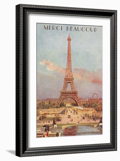 Merci Beaucoup, Eiffel Tower-null-Framed Art Print