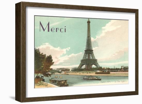 Merci, Eiffel Tower and Seine-null-Framed Art Print