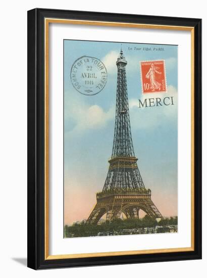 Merci, Eiffel Tower-null-Framed Art Print