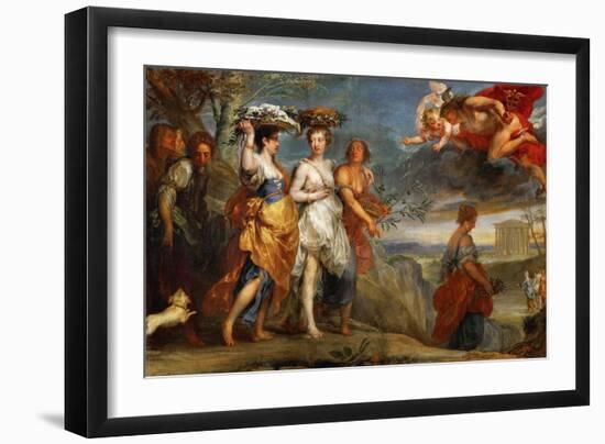 Mercure Rencontre Herse - Mercury Meets Herse - Jan Boeckhorst (1604-1668). Oil on Canvas, 1654-165-Jan Boeckhorst-Framed Giclee Print