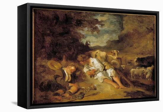 Mercury and Argus Charge by Juno to Keep Io Turned into a Cow, Argus (Argos) Fell Asleep, 18Th Cent-Jean-Honore Fragonard-Framed Premier Image Canvas