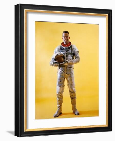 Mercury Astronaut Gordon Cooper Wearing a Spacesuit-null-Framed Photo