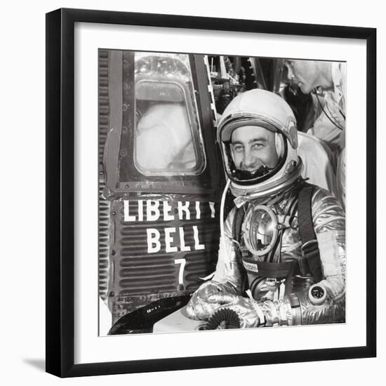 Mercury Astronaut Gus Grissom Beside Liberty 7 Which He Will Navigate in Space Flight-null-Framed Premium Photographic Print