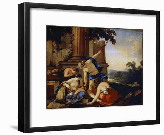 Mercury Giving the Child Bacchus to the Nymphs of Nysa, 1638-Laurent de La Hyre-Framed Giclee Print