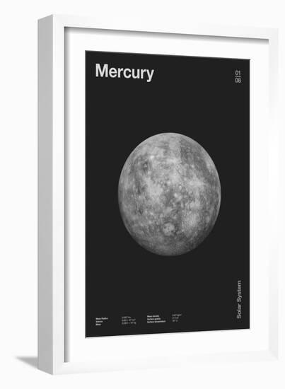 Mercury : Minimal Planets Datas, 2023 (Digital)-Florent Bodart-Framed Giclee Print