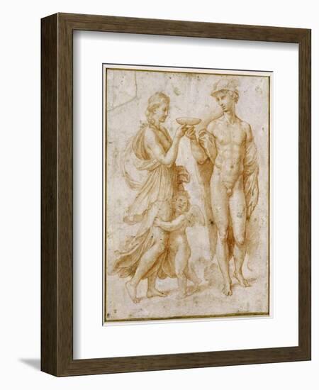 Mercury Offering the Cup of Immortality to Psyche-Raphael-Framed Giclee Print