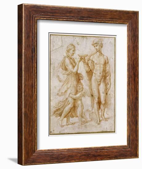 Mercury Offering the Cup of Immortality to Psyche-Raphael-Framed Giclee Print