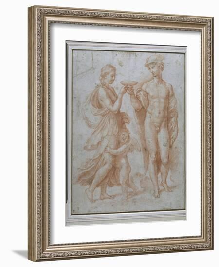 Mercury Offers the Cup of Immortality to Psyche-Giulio Romano-Framed Giclee Print