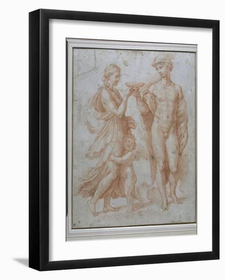 Mercury Offers the Cup of Immortality to Psyche-Giulio Romano-Framed Giclee Print