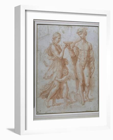Mercury Offers the Cup of Immortality to Psyche-Giulio Romano-Framed Giclee Print