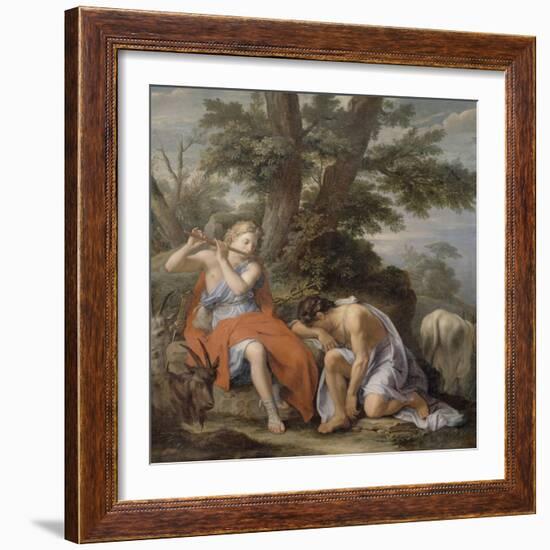 Mercury Playing the Flute to Lull the Shepherd Argus-René Antoine Houasse-Framed Giclee Print