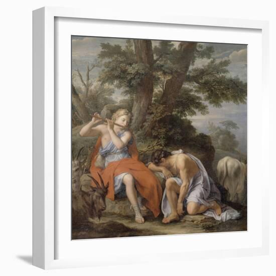 Mercury Playing the Flute to Lull the Shepherd Argus-René Antoine Houasse-Framed Giclee Print