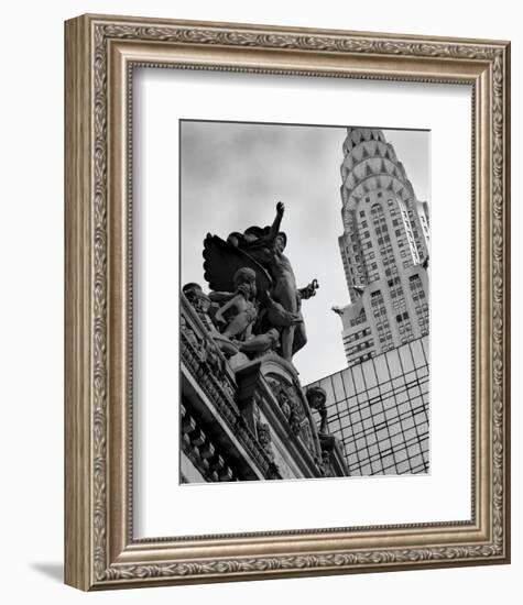 Mercury Statue and Chrysler Building-Chris Bliss-Framed Art Print