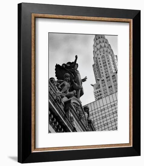 Mercury Statue and Chrysler Building-Chris Bliss-Framed Art Print