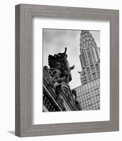 Mercury Statue and Chrysler Building-Chris Bliss-Framed Art Print