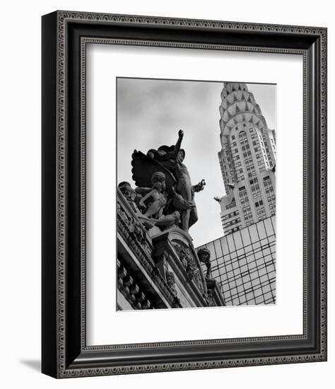 Mercury Statue and Chrysler Building-Chris Bliss-Framed Art Print