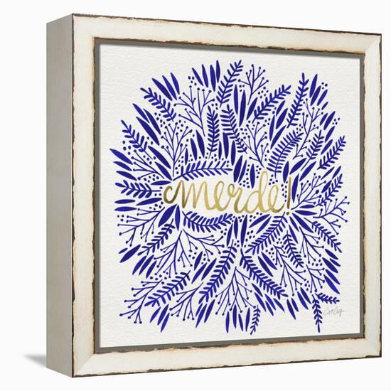 Merde – Navy and Gold-Cat Coquillette-Framed Premier Image Canvas