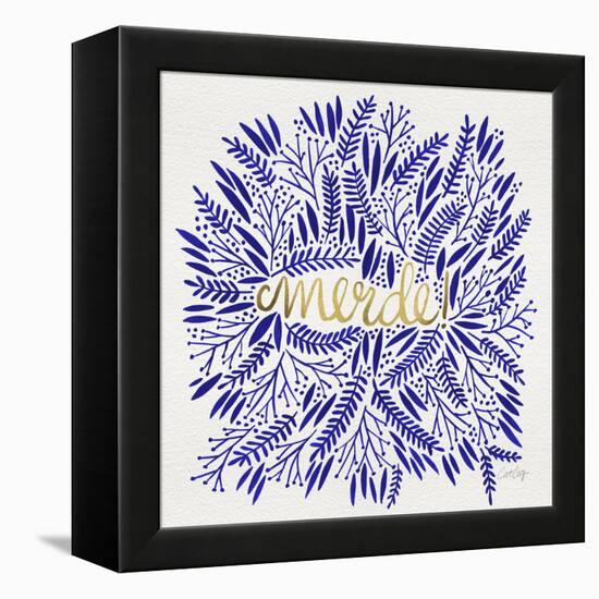 Merde – Navy and Gold-Cat Coquillette-Framed Premier Image Canvas